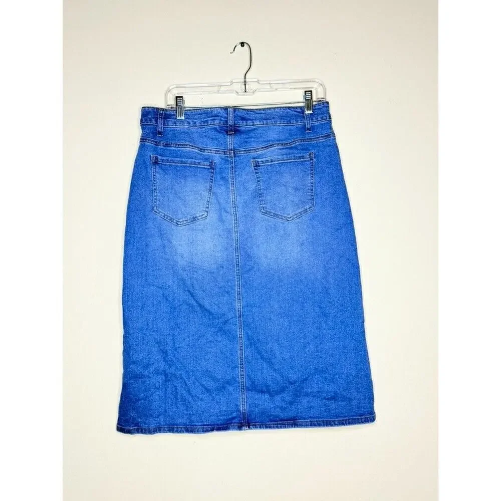 Baccini Y2K Long Denim Skirt 8 Medium Modest Jean Skirt Cowgirl Boho Western